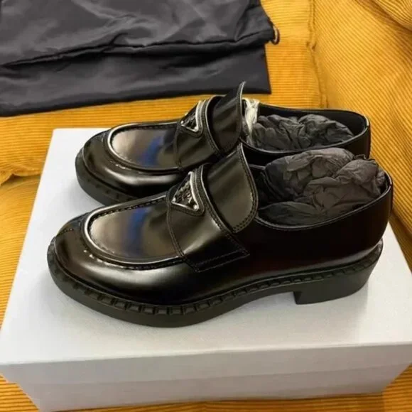 Prada Women's Black Glossy Slip-On Loafers - Picture 2 of 4